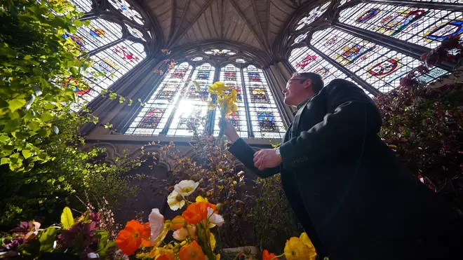Florist Shane Connolly, who will be arranging the flowers within Westminster Abbey, is pictured with some of the blooms ahead of the Coronation