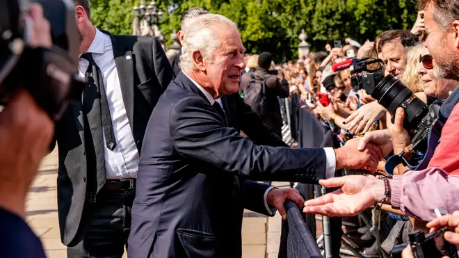 After the passing of his mother Queen Elizabeth II, King Charles III arrives at Buckingham Palace