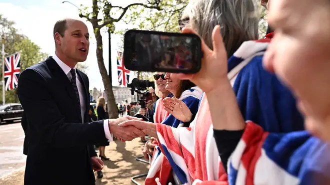 Prince William looked in high spirits as he arrived on The Mall