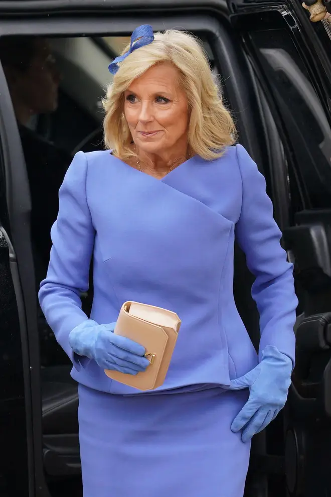 First Lady of the United States, Dr Jill Biden dresses in cornflower blue for the King and Queen's Coronation