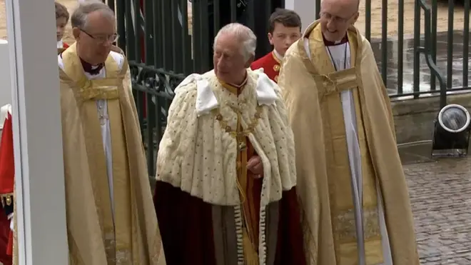 King Charles arrives at Westminster Abbey for the Coronation