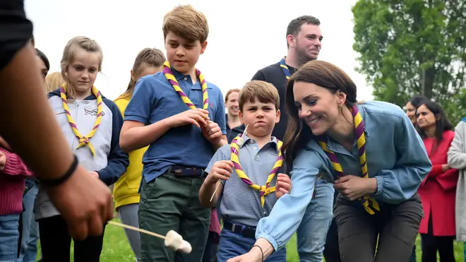 The Princess of Wales toasts marshmallows with Prince George and Prince Louis