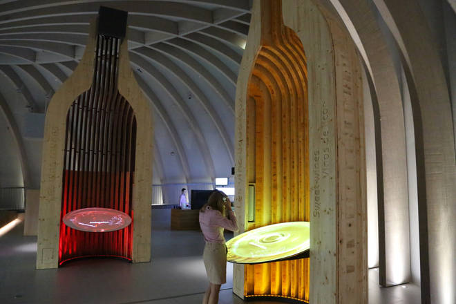 Architects have said the decor in the theme park replicates wine in glasses and bottles
