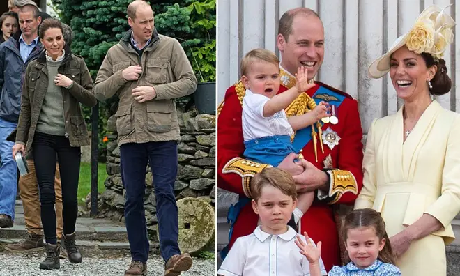 William and Kate were spotted running across the lawn to be reunited with their children