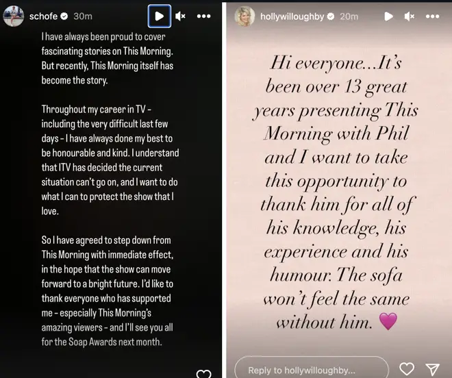 Phillip Schofield and Holly Willoughby's statements from the weekend