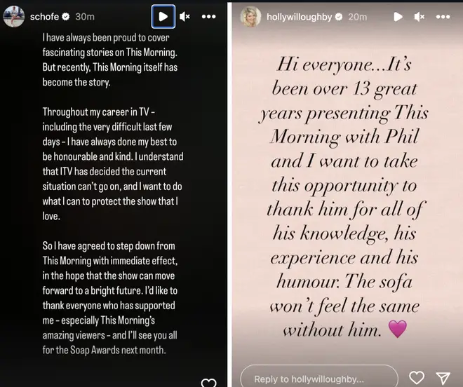 Phillip Schofield and Holly Willoughby's statements from the weekend 