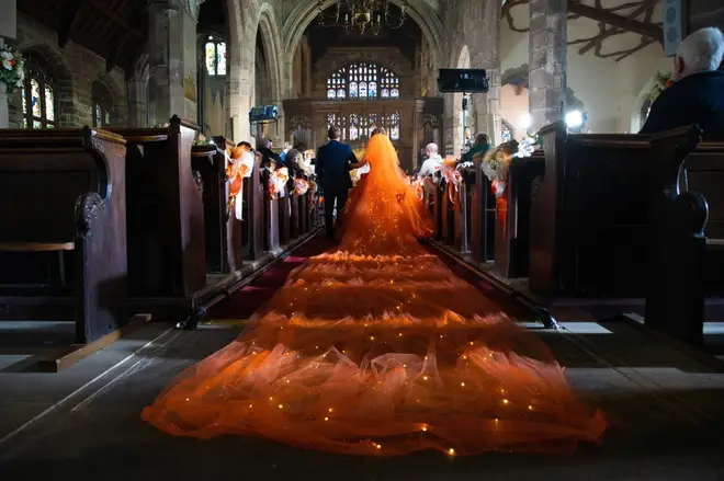 Gemma Winter will be wearing an orange dress on her wedding day