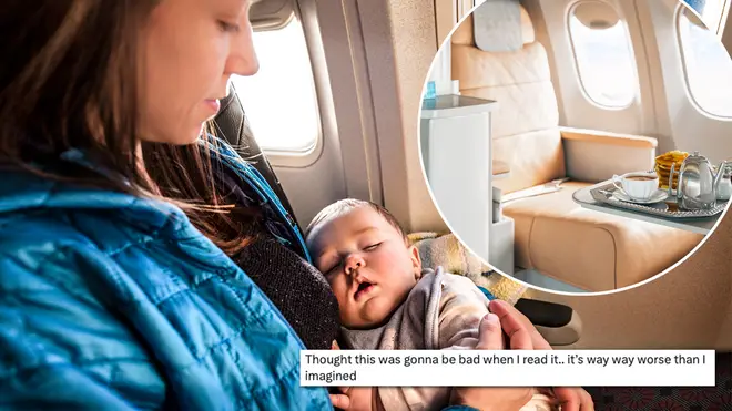 A woman has revealed her husband pays for himself to fly first class