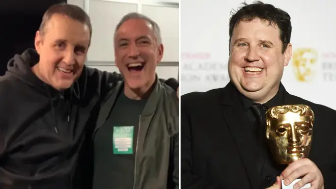Peter Kay looks unrecognisable as he shows off his new look with fan