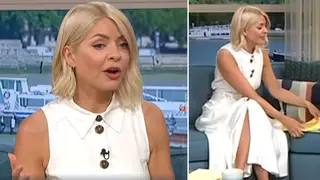 Holly Willoughby is wearing a white midi dress