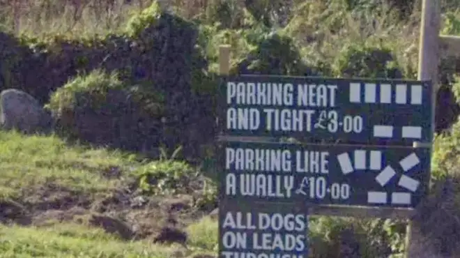 A man has put up a parking sign on his land