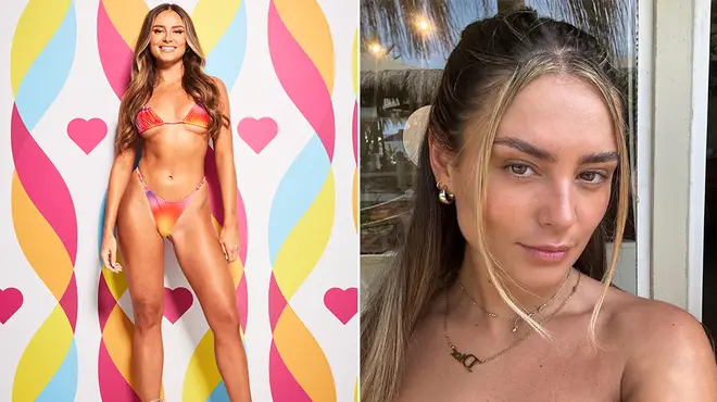 Love Island's Leah Taylor wearing an ombre bikini in official shot alongside natural picture of her with her hair up