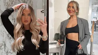 Molly Marsh in a black outfit and grey blazer compared to Molly-Mae all in black taking a mirror selfie