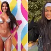 Love Island's Mal Nicol in a skimpy silver bikini alongside Christmas picture of her on an ice rink wearing a grey head band