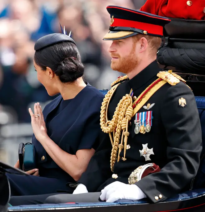 The Duchess of Sussex was spotted wearing the "new" design at Trooping The Colour.