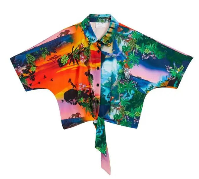 Disney The Lion King x ASOS DESIGN Curve cropped shirt co-ord in sunset print – £35