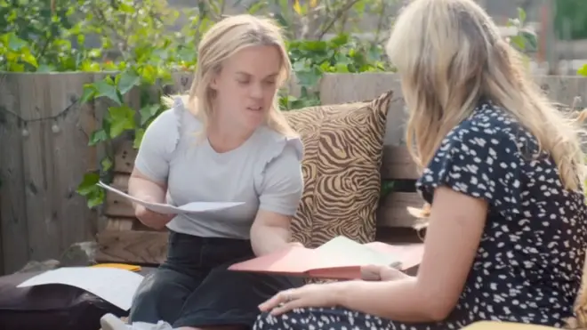 Ellie Simmonds goes through documents from the time she was born with a social worker in the emotional documentary