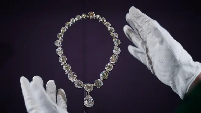 The Coronation Necklace, worn by Queen Camilla on the day of the Coronation, is added to the Buckingham Palace display
