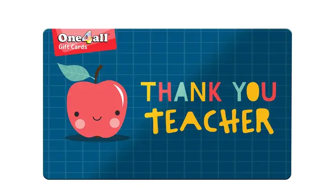 Thank you teacher gift card from One4All