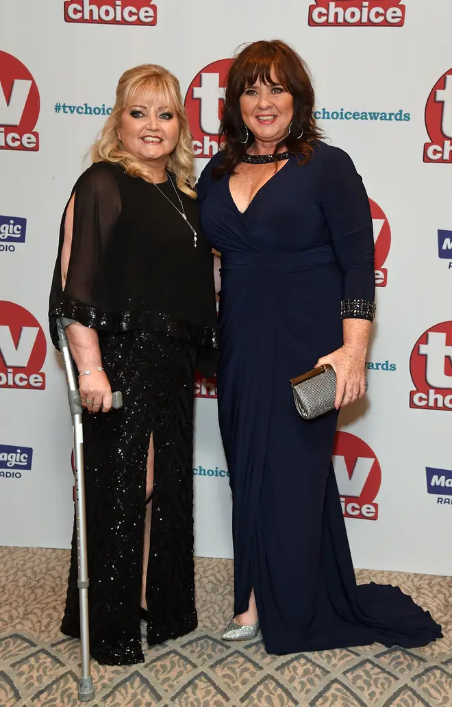 Linda Nolan (left) and her sister Coleen Nolan (right) attend the TV Choice Awards, 2017