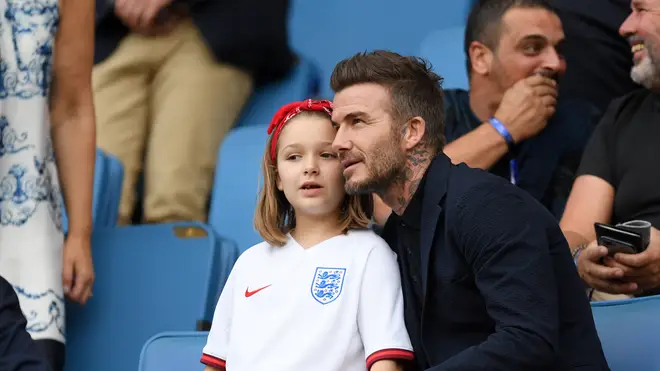 Harper showed she's inherited Girl Power in her England football shirt