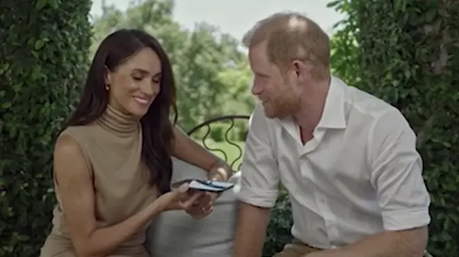 Prince Harry and Meghan Markle pictured recently in their garden in Monticito, 2023