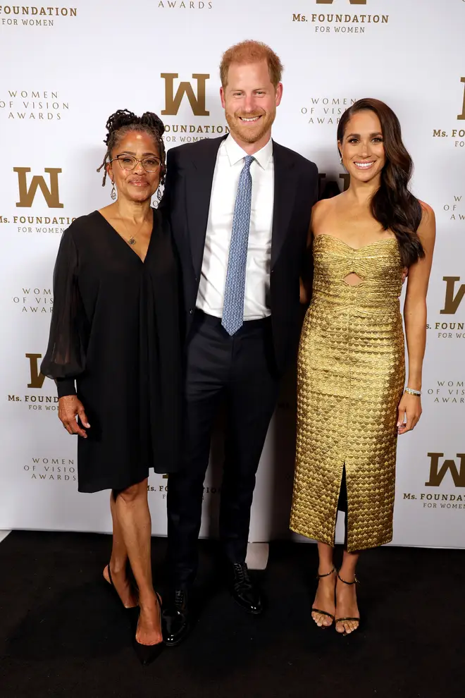 Prince Harry, Meghan Markle and Doria Ragland attend the Ms. Foundation Women of Vision Awards in New York