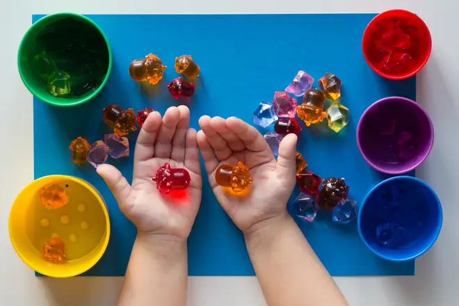 Jelly is perfect for sensory play as your children will use all five senses to interact with it