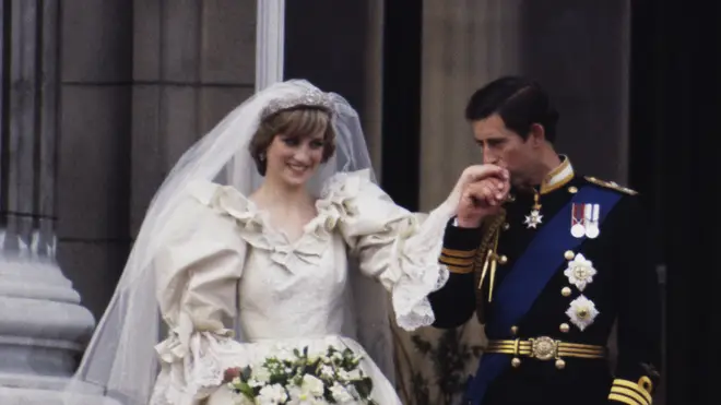 King Charles and Princess Diana on their wedding day, 1981