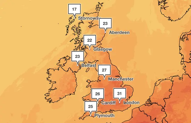 Saturday, 9th September, is expected to be the hottest day of the year