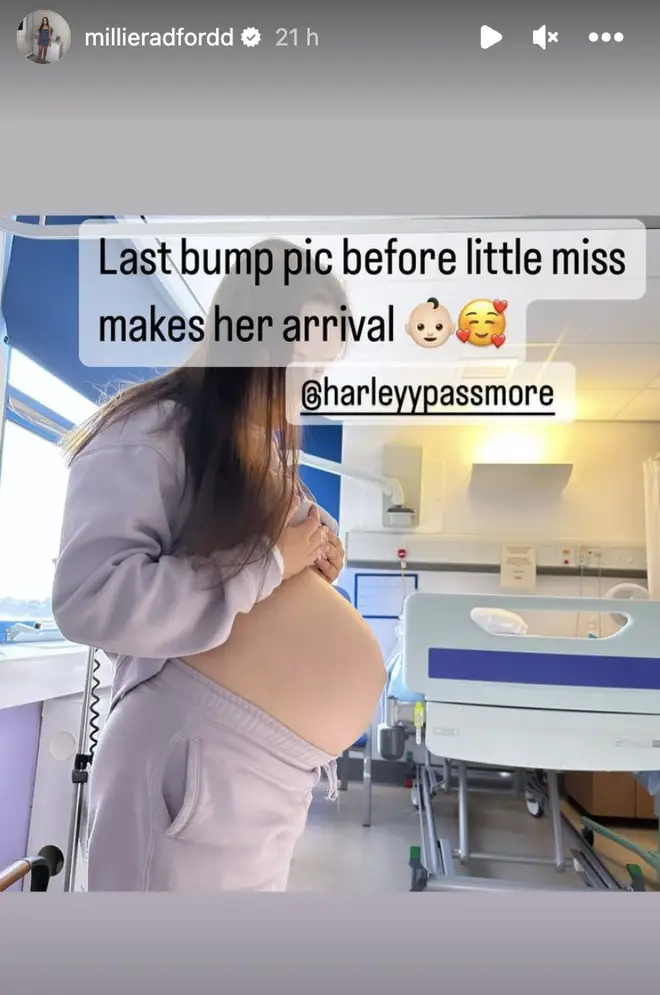 Millie Radford uploaded an image suggesting she is due to give birth soon