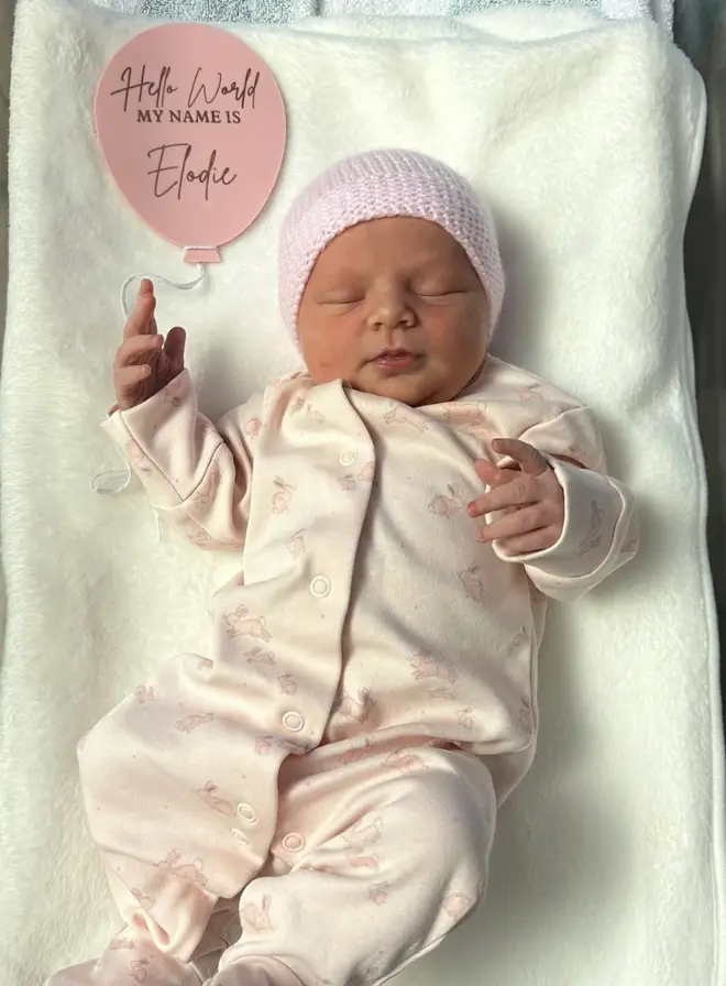 Millie Radford gave birth to her third child on Tuesday