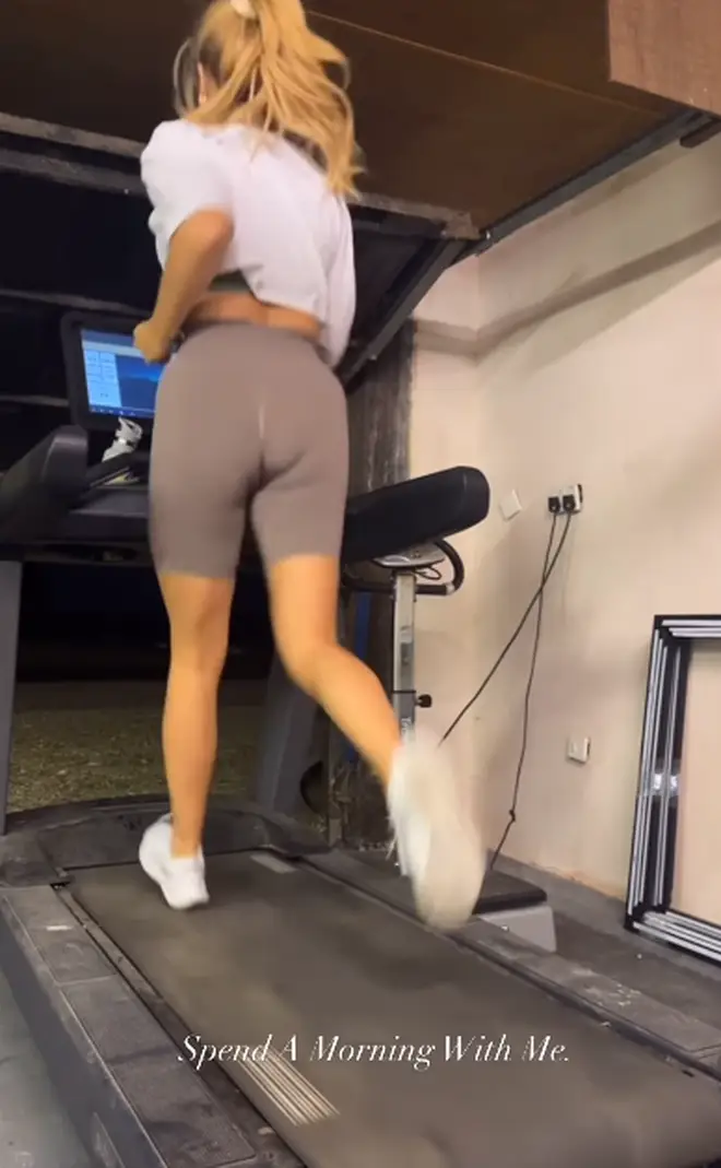 Stacey Solomon gets up at 5:00am to use their home-gym for a run