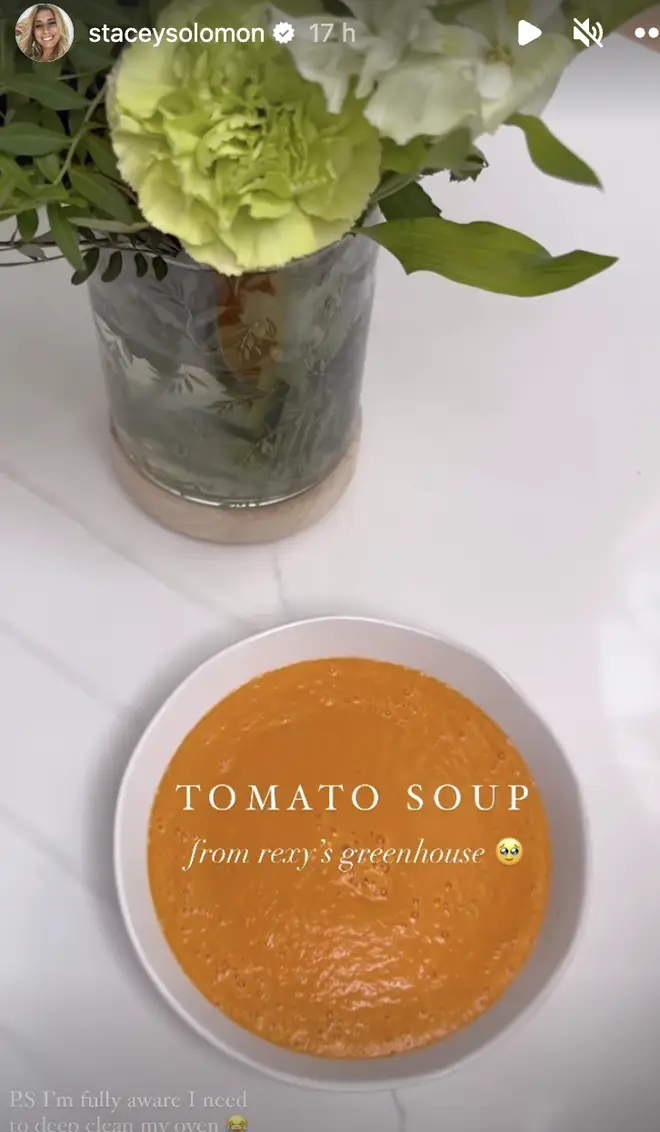 Stacey Solomon posted an Instagram Story of her making tomato soup with her children