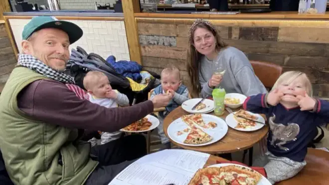 Jonnie Irwin smiles with his wife Jessica and sons Rex, Cormac and Rafa