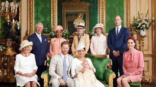 The family photo with Archie released by the Sussexes for the christening