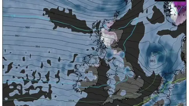 WX Charts maps show snowfall over Scotland.