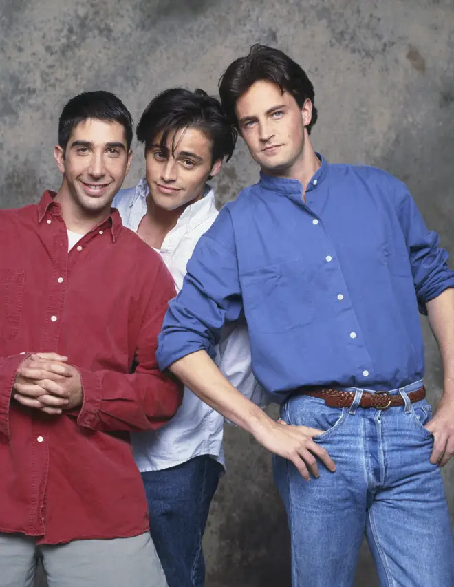 Matthew Perry pictured with David Schwimmer and Matt LeBlanc in 1994