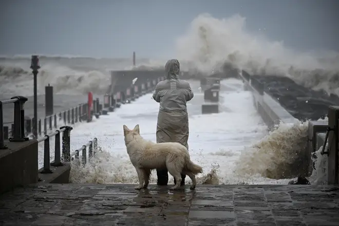 The extreme weather brought in by Storm Ciarán pictured in Dorset this week