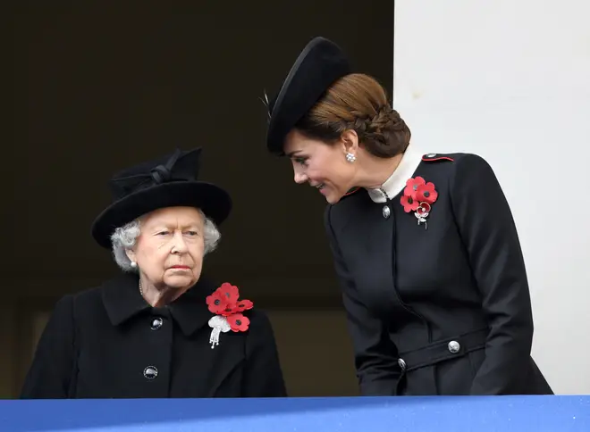 The late Queen Elizabeth II wore five poppies when attending the Remembrance Sunday memorial at The Cenotaph