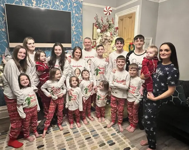 Sue Radford with some of her children at Christmas
