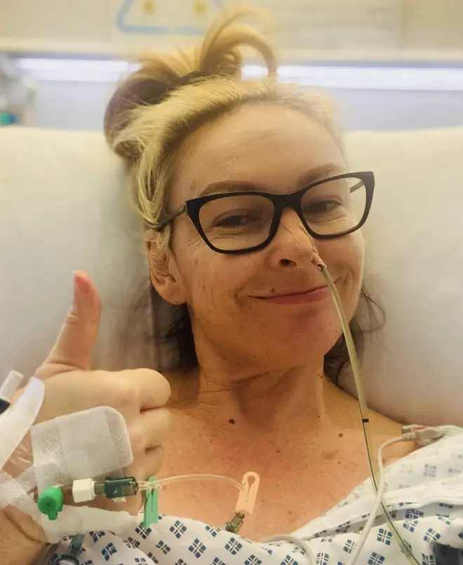 Mel Schilling shared an image of herself in hospital
