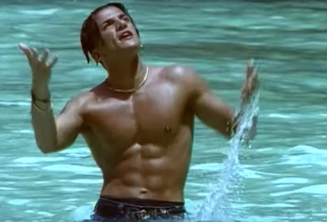 Peter Andre famously showcased his abs in the steamy video for Mysterious Girl.