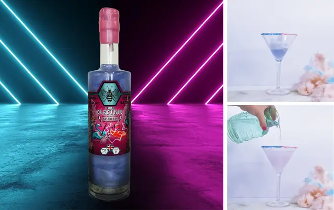 The magical gin turns from blue to pink in a split second