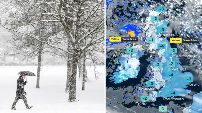 Snow and ice is forecast to bring disruptions to parts of the UK this week