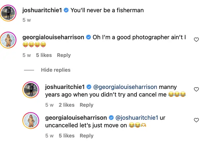 Josh Ritchie and Georgia Harrison message each other on Instagram