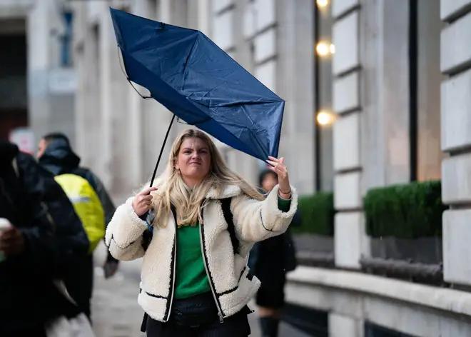 People in central London are already feeling the impact of Storm Jocelyn as strong winds and rain arrive