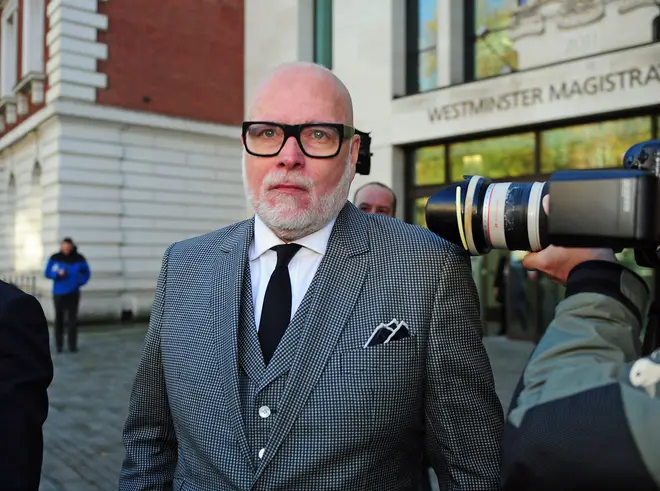 Kate Middleton's uncle Gary Goldsmith, leaving Westminster Magistrates' Court in London where he was fined £5000 and given a community order after admitting assaulting his wife in a drunken argument in which she accused him of taking drugs.