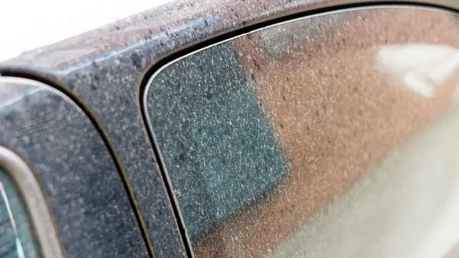Saharan dust can fall with rain and leave a sandy residue on cars across the UK