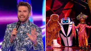 The Masked Singer presenter Joel Dommett and Air Fryer, Bigfoot and Maypole